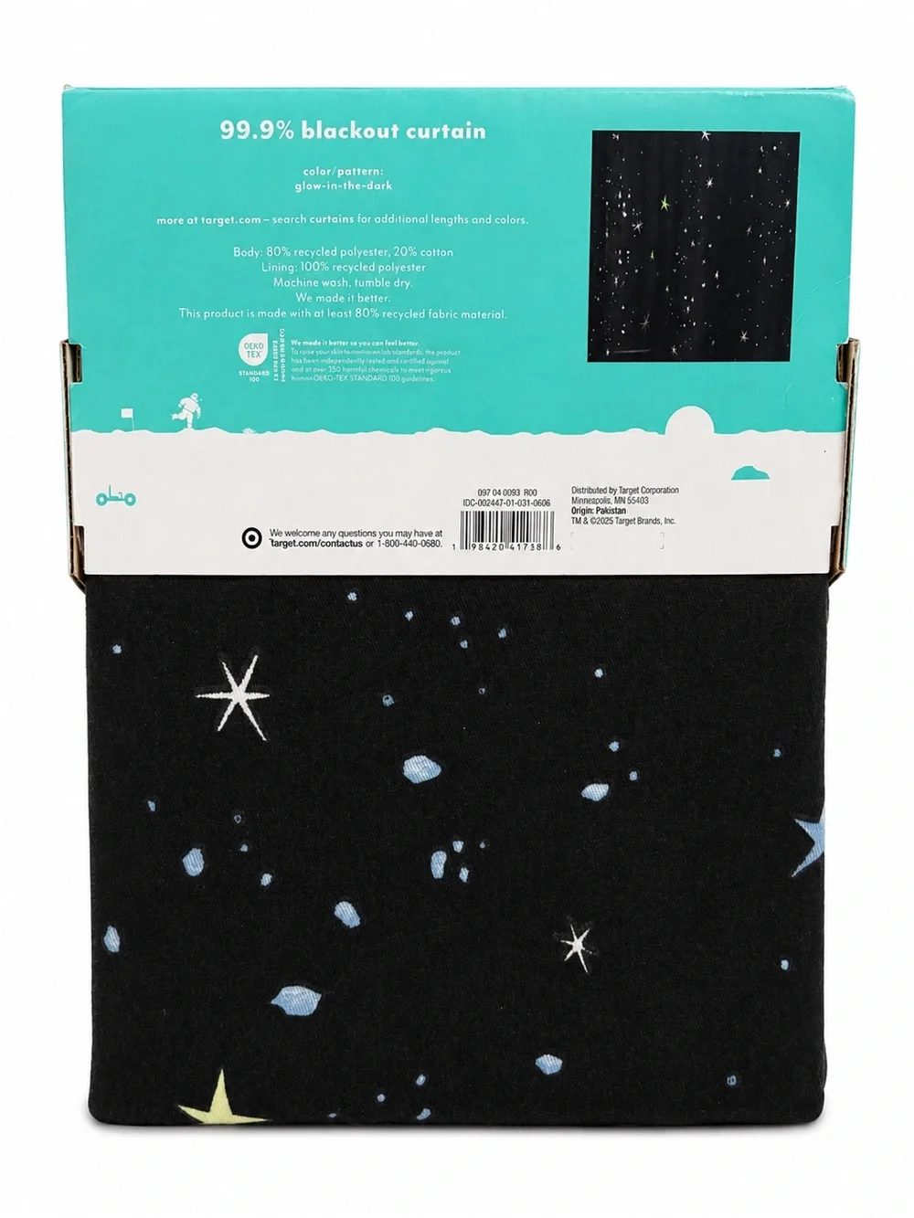 Pillowfort Glow in Dark Blackout Curtain Black Stars 42x84